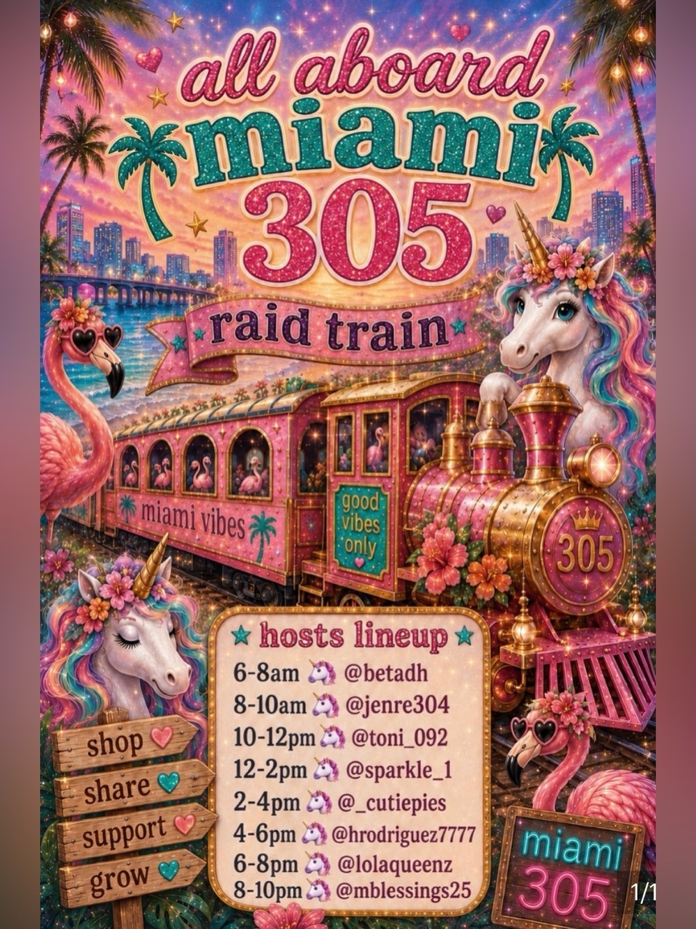 Miami 305 Raid Train Pink Graphic Poster
